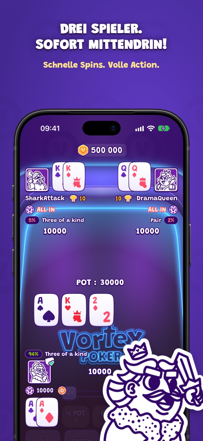 Drei Spieler. Sofort mittendrin! — Schnelle Spins. Volle Action.