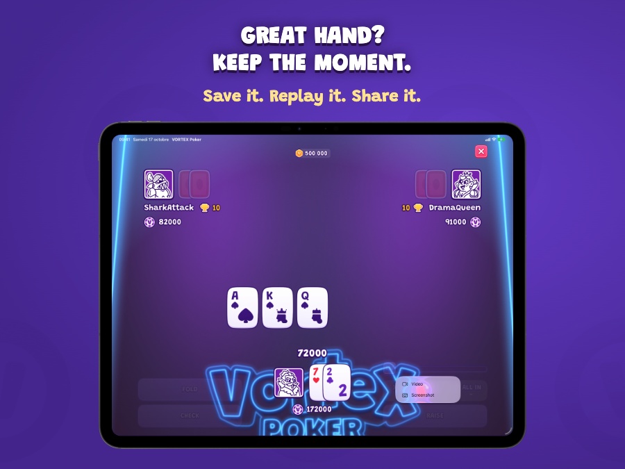 Great hand? Keep the moment. — Save it. Replay it. Share it.