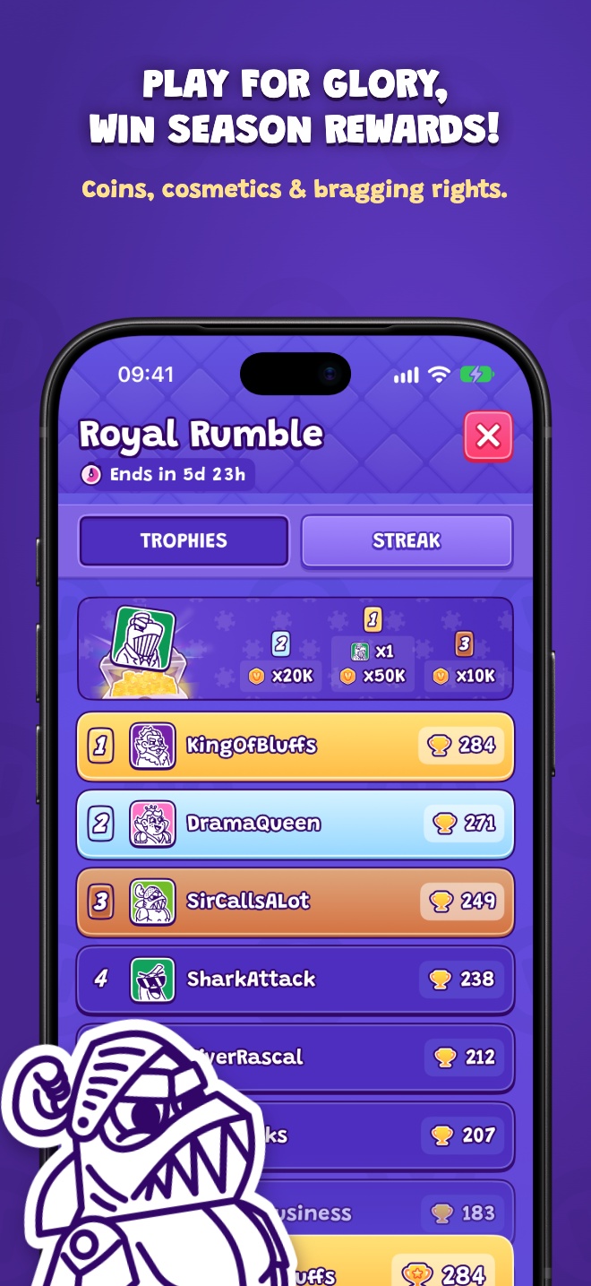 Play for glory, win season rewards! — Coins, cosmetics & bragging rights.