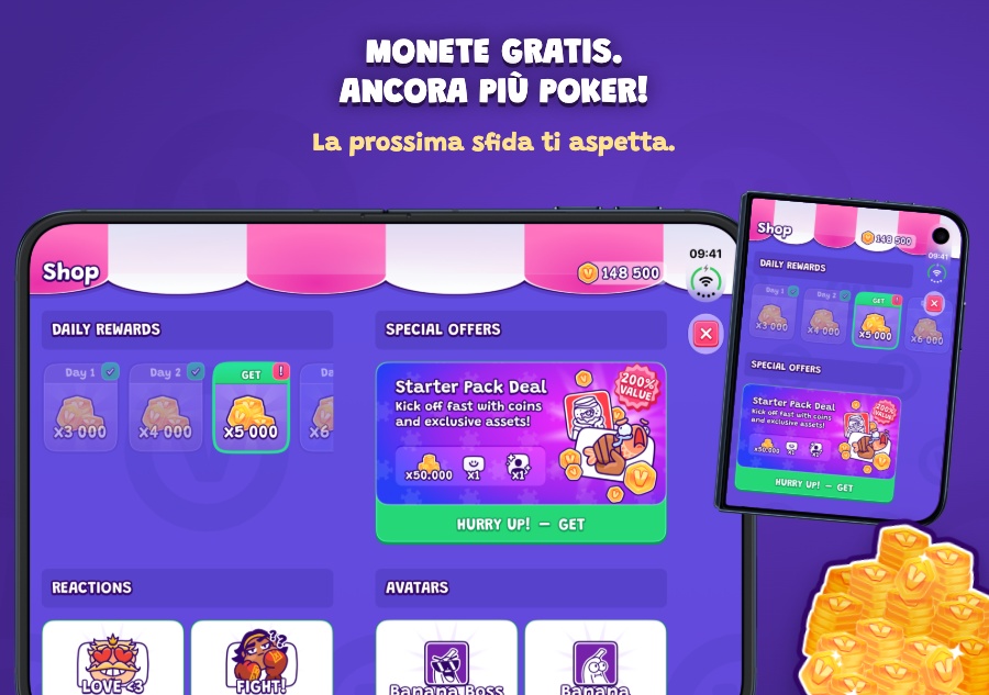 Monete gratis. Ancora più poker! — La prossima sfida ti aspetta.